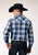 Roper Mens White Plaid Blue Cotton Blend L/S Shirt