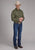 Roper Mens 2127 Plaid Olive/Orange Cotton Blend L/S Shirt
