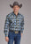Roper Mens 2412 Plaid Blue Cotton Blend L/S Shirt