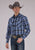 Roper Mens 2482 Western Plaid Carolina Blue Cotton Blend L/S Shirt