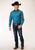 Roper Mens Peacock Blue/Olive Cotton Blend Plaid L/S Shirt