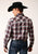 Roper Mens White Plaid Red Cotton Blend L/S Shirt