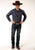 Roper Mens Navy/Brown Cotton Blend Plaid L/S 55/45 Shirt