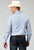 Roper Mens 1960 Tonal Stripe Blue Poly/Cotton L/S Shirt