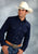Roper Mens Tall Solid Broadcloth Navy Cotton Blend L/S Shirt