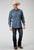 Roper Mens Ditsy Floral Tall Blue Cotton Blend L/S Shirt