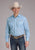 Roper Mens Tall Mini Cross Blue Cotton Blend L/S Shirt