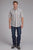 Roper Mens 2403 Ombre Stripe Navy/White Cotton Blend S/S Shirt