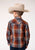 Roper Boys Longhorn Plaid Brown Cotton Blend L/S Shirt