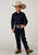 Roper Kids Boys 1985 Broadcloth Deep Navy Cotton Blend L/S Shirt