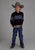 Roper Kids Boys 2115 Border Stripe Black/Blue Cotton Blend L/S Shirt