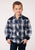 Roper Boys Kids Royal/White Cotton Blend Plaid L/S Shirt