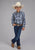 Roper Kids Boys 2484 Western Plaid Navy/Light Blue Cotton Blend L/S Shirt