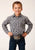 Roper Boys Small Scale Plaid Navy/Tan Cotton Blend L/S Shirt