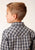 Roper Boys Small Scale Plaid Navy/Tan Cotton Blend L/S Shirt