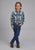 Roper Kids Boys 2111 Plaid Navy/White Cotton Blend L/S Shirt
