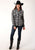 Roper Womens Black/White Cotton Blend Plaid L/S Snap Shirt