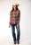 Roper Womens Cream Plaid Brown Cotton Blend L/S Shirt