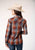 Roper Womens Cream Plaid Brown Cotton Blend L/S Shirt