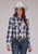 Roper Womens Fancy Horseshoe Yokes Grey/Black/White Cotton Blend L/S Shirt