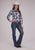 Roper Womens Fancy Horseshoe Yokes Grey/Black/White Cotton Blend L/S Shirt