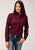 Roper Womens Solid Broadcloth Wine Cotton Blend L/S Shirt