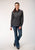 Roper Womens Broadcloth Dark Charcoal Grey Cotton Blend L/S Shirt