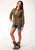Roper Womens Brown/Turquoise Cotton Blend Mini Floral L/S Shirt