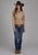 Roper Womens 2283 Wallpaper Tan/Navy Cotton Blend L/S Shirt