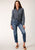 Roper Womens 1498 Floral Navy/White Cotton Blend L/S Shirt