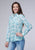 Roper Womens 2066 Floral Print Blue Cotton Blend L/S Shirt