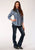 Roper Womens Navy/White Cotton Blend Plaid Western L/S Shirt
