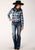 Roper Womens Light Blue/Navy Cotton Blend Plaid L/S Shirt
