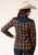 Roper Womens 822 Plaid Navy/Brown Cotton Blend L/S Shirt