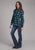 Roper Womens 2128 Windowpane Plaid Multi Blue Cotton Blend L/S Shirt