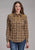 Roper Womens 2129 Ombre Plaid Brown/Tan Cotton Blend L/S Shirt