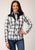 Roper Womens 1505 Plaid Black/Grey Cotton Blend L/S Shirt
