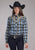 Roper Womens 2412 Fancy Applique Blue/Brown Cotton Blend L/S Shirt