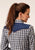 Roper Womens Small Scale Plaid Blue Cotton Blend L/S Shirt