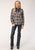 Roper Womens Chocolate/Cream Cotton Blend Fancy Plaid L/S Shirt