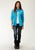 Roper Womens 9839 Broadcloth Turquoise Cotton Blend L/S Shirt