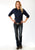 Roper Womens 9837 Broadcloth Navy Cotton Blend L/S Shirt