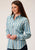 Roper Womens 1503 Ombre Stripe Aqua/Cream Cotton Blend L/S Shirt