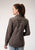 Roper Womens Chocolate Stripe Brown Cotton Blend L/S Shirt