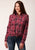 Roper Womens 820 Bright Plaid Red Cotton Blend L/S Shirt