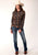 Roper Womens 822 Plaid Navy/Brown Cotton Blend L/S Shirt