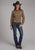 Roper Womens 2129 Ombre Plaid Brown/Tan Cotton Blend L/S Shirt