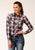 Roper Womens White Plaid Red Cotton Blend L/S Shirt