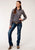 Roper Womens Royal/Yellow Cotton Blend Plaid L/S Snap Shirt