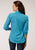 Roper Womens 55/45 Windowpane Turquoise Cotton Blend L/S Shirt